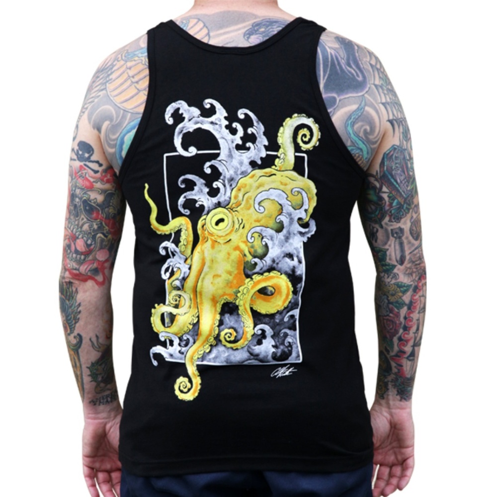 Clark North Octopus Tattoo Art Black Tank Top S-M-L-XL NWT